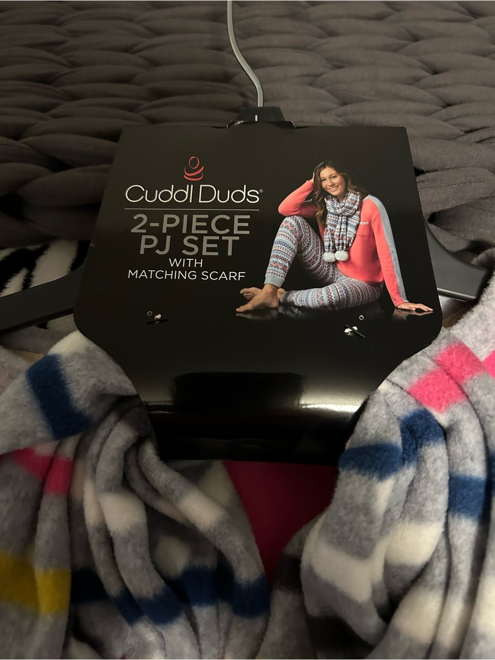 Cuddl Duds Women’s 2-Piece Pajama Set with Scarf - Gray, Blue, Pink